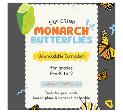 Downloadable curriculum titled "Exploring Monarch Butterflies," designed for Pre-K to 12th grade