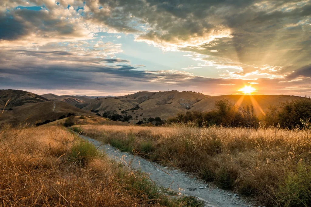 Sun sets over a southern California trail